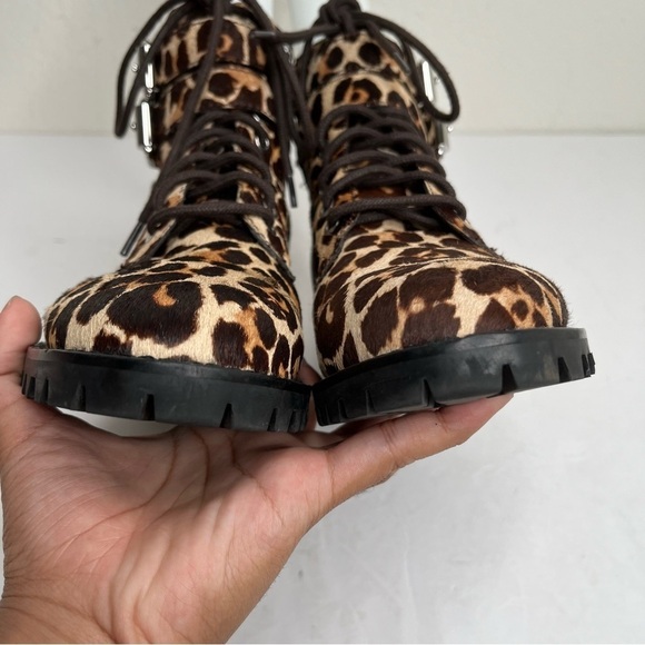 Rebecca Minkoff Jaden Leopard Print Cow Fur Buckle Boots Sz 7.5 Mobwife Boho - Picture 4 of 10